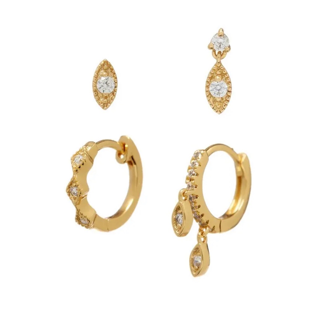 Micro Dangle Hoop Set Luv Aj Gold Mejuri Gorjana Anthropologie Revolve